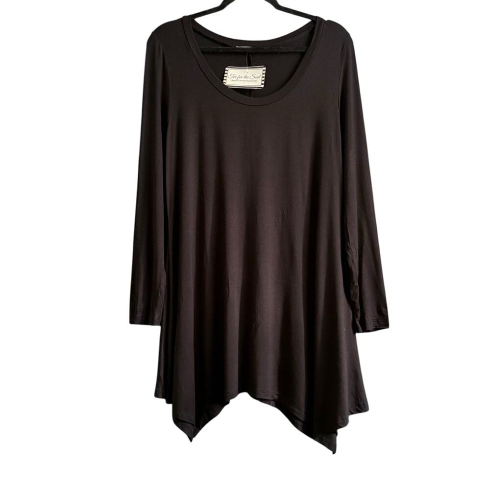 Maitai Black Asymmetrical 3/4 Sleeve Tunic